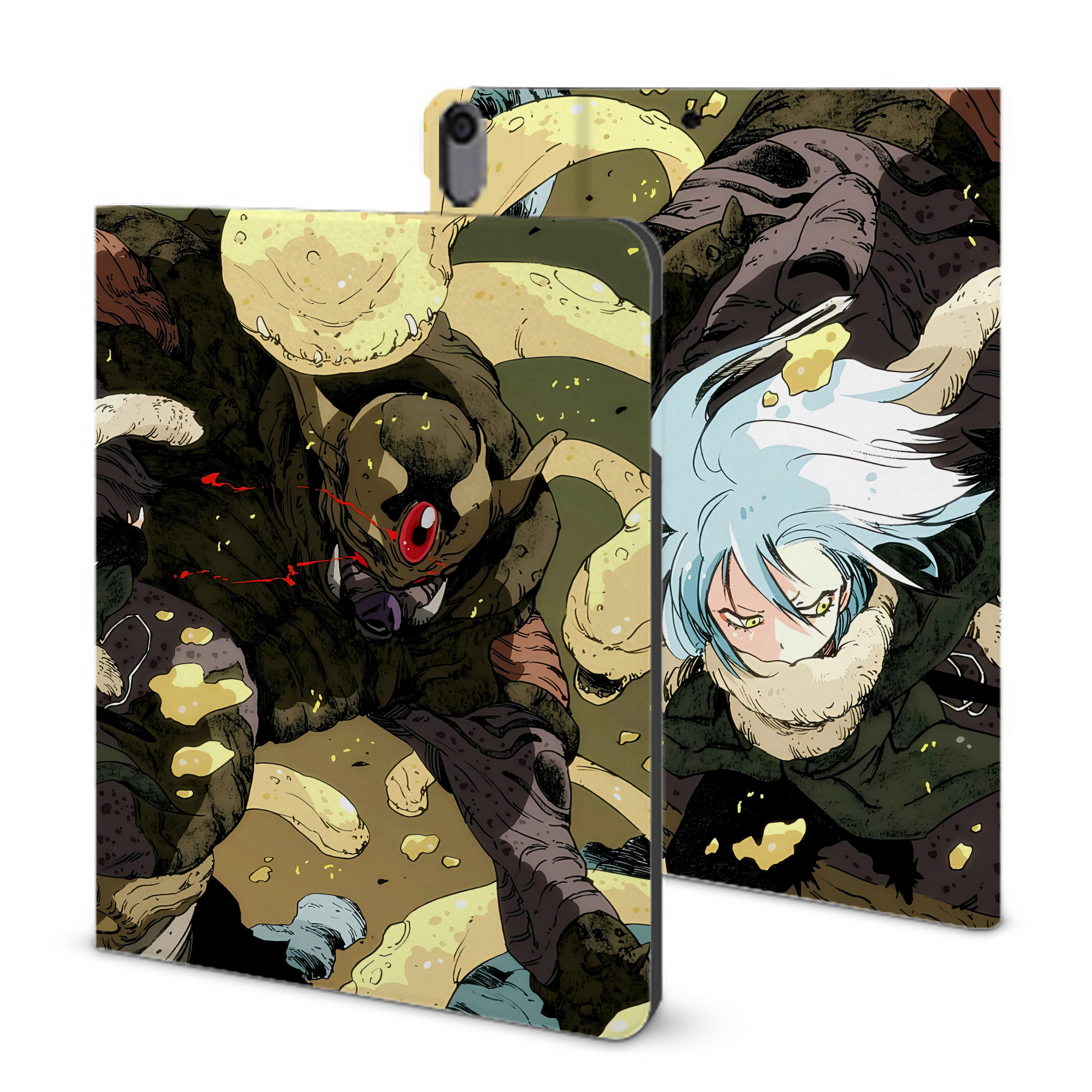 （画像用） 転スラ Regarding Reincarnated to Slime IPad ケース ブック型 PUレザー TPU 耐衝撃 軽量 薄型 ペン収納なし 全面保護 IPad 各モデル対応